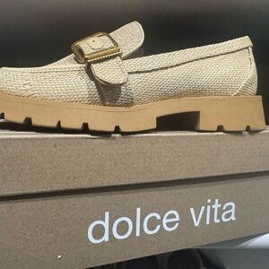 DOLCE VITA Textured Beige Loafers with Buckle (still new condition)